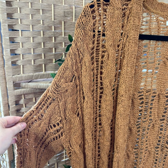 American Eagle Brown Cable Knit Duster Cardigan- Size Medium - Picture 4 of 7